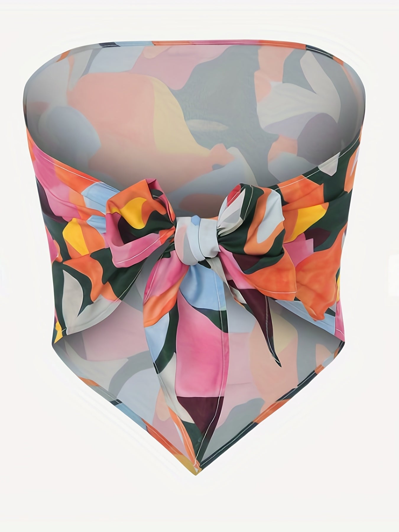 Abstract Print Tube Top Strapless Summer Casual Women's Clothing