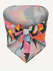 Abstract Print Tube Top Strapless Summer Casual Women's Clothing