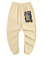 Anime Print Men's Drawstring Pocket Sweatpants Casual Jogger Pants