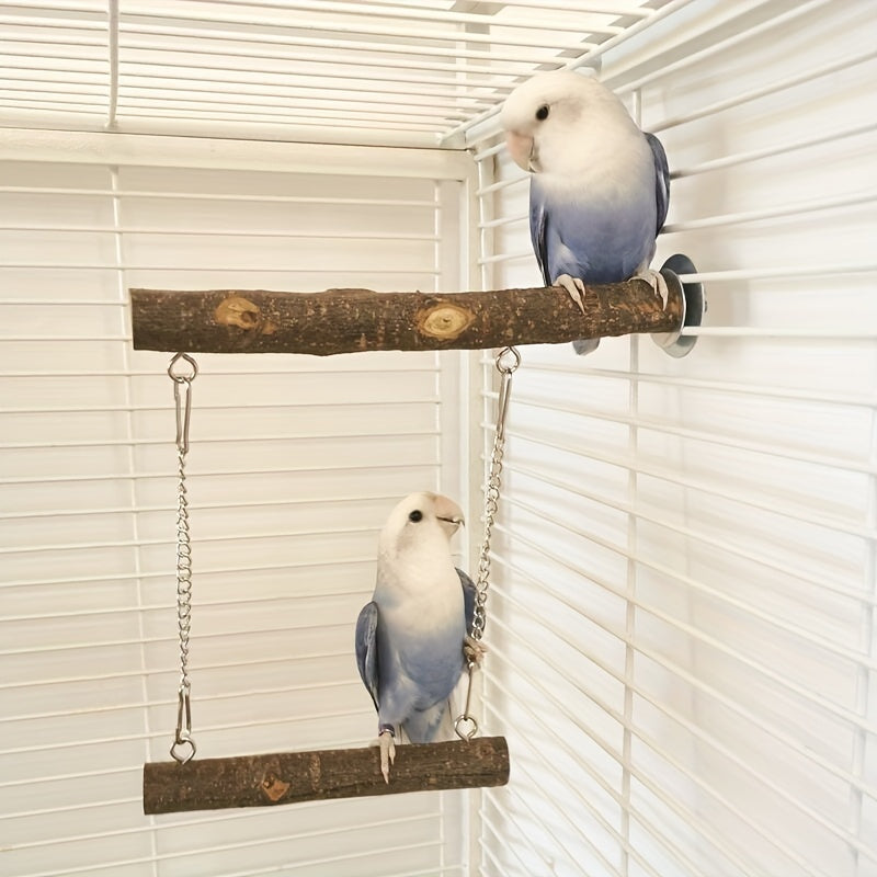 Bird Perch Cage Toy Parrot Wooden Swing Exercise Stands