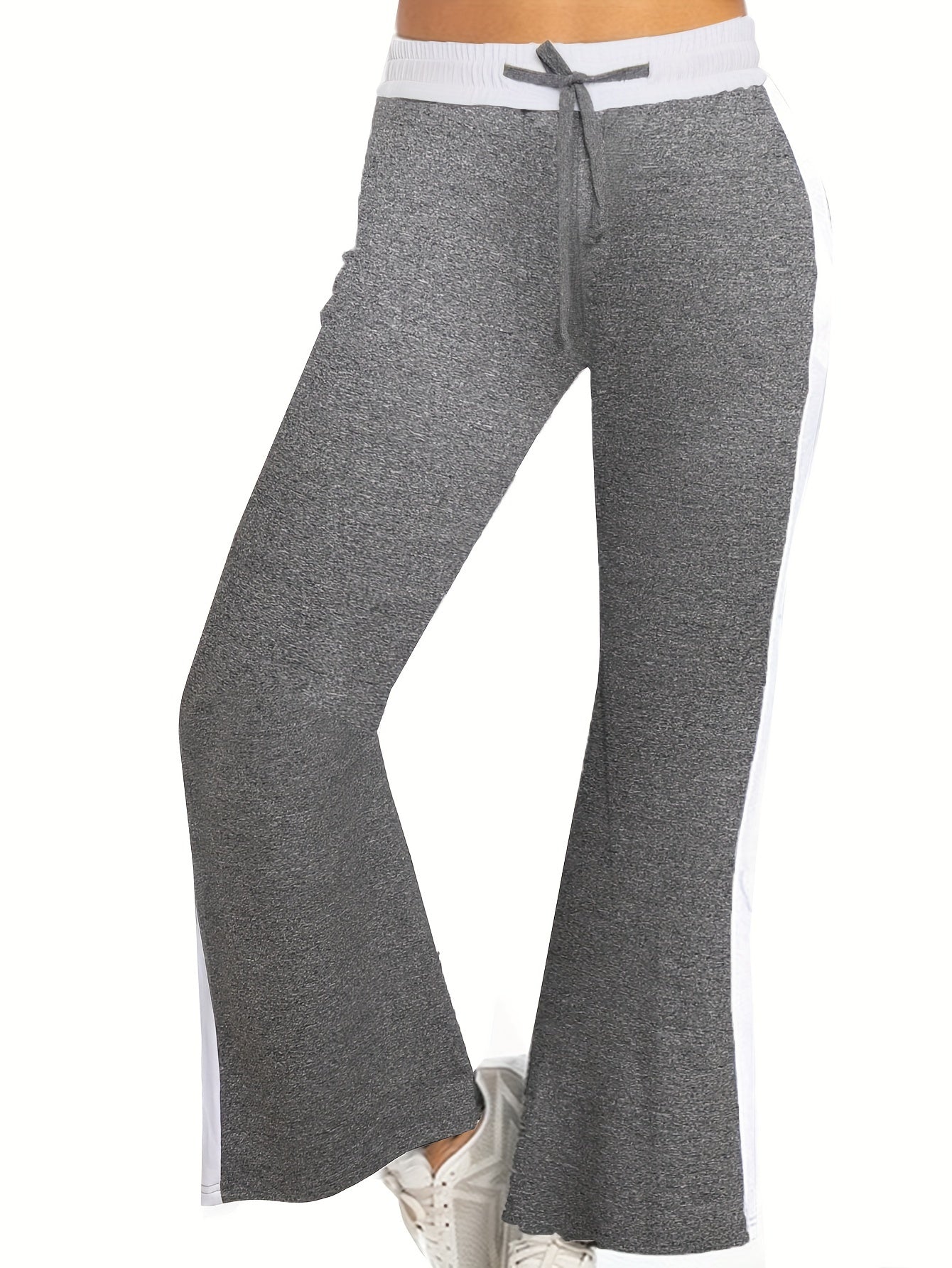 Women's Plus Colorblock High Rise Elastic Drawstring Flared Leg Trousers