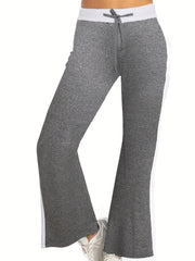 Women's Plus Colorblock High Rise Elastic Drawstring Flared Leg Trousers
