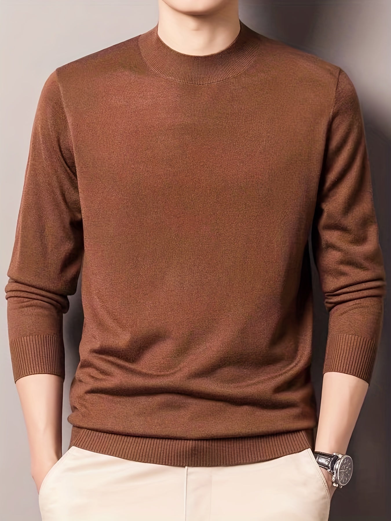 Men's Casual Knitted Sweater Crew Neck Pullover for Fall Winter