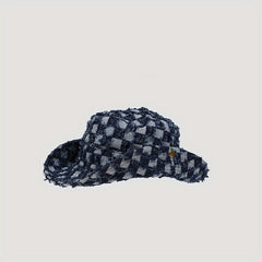Checkerboard Denim Fisherman Hat Spring Summer Sunshade All-match Basin Hat Men