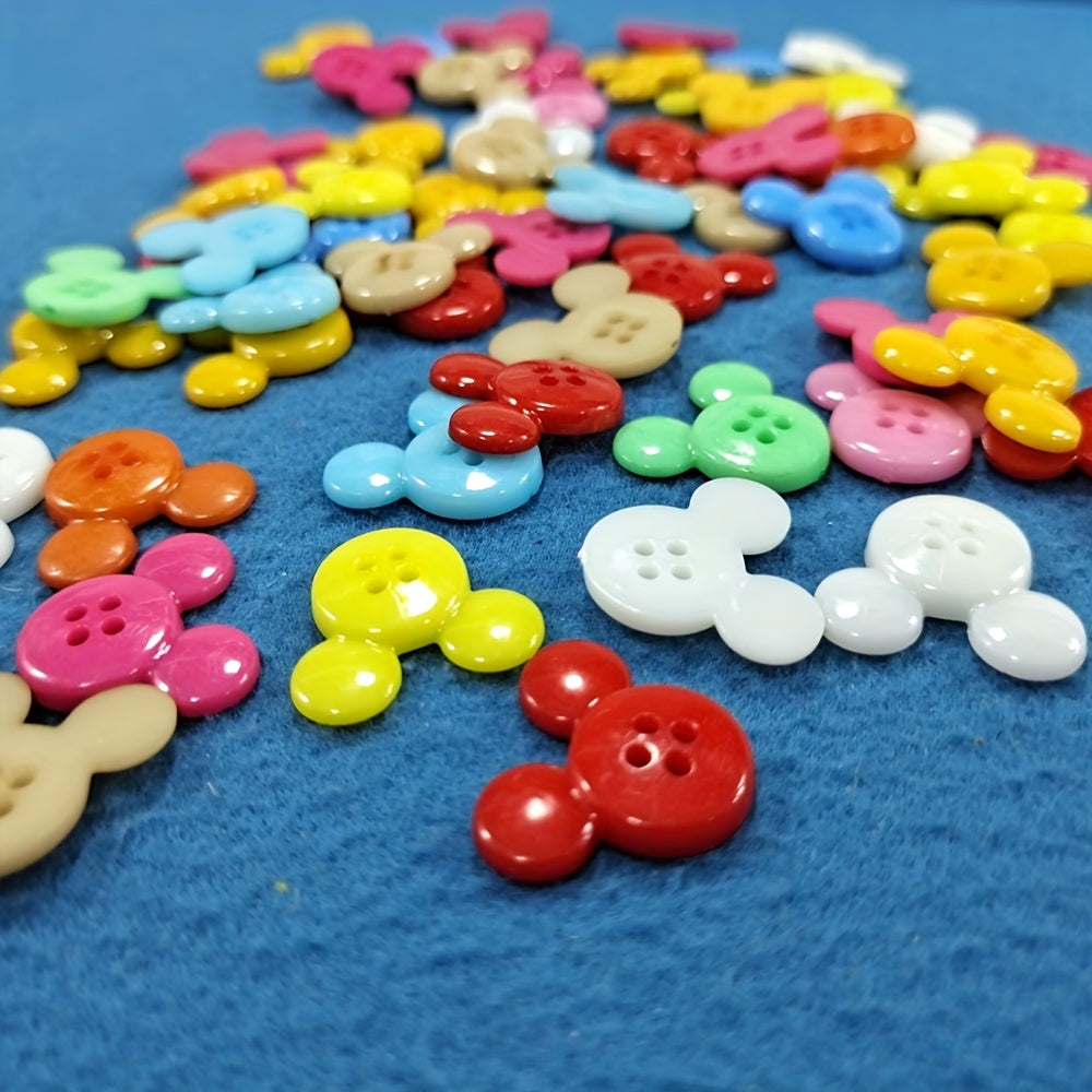 30pcs Mixed Colors Four Eyes Mouse Head Buttons Children's Sewing DIY Crafts