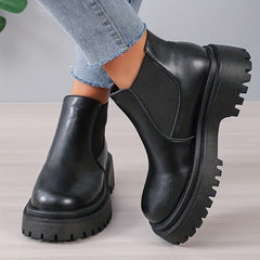 Women's Platform Chelsea Boots Slip On Ankle Combat Boots