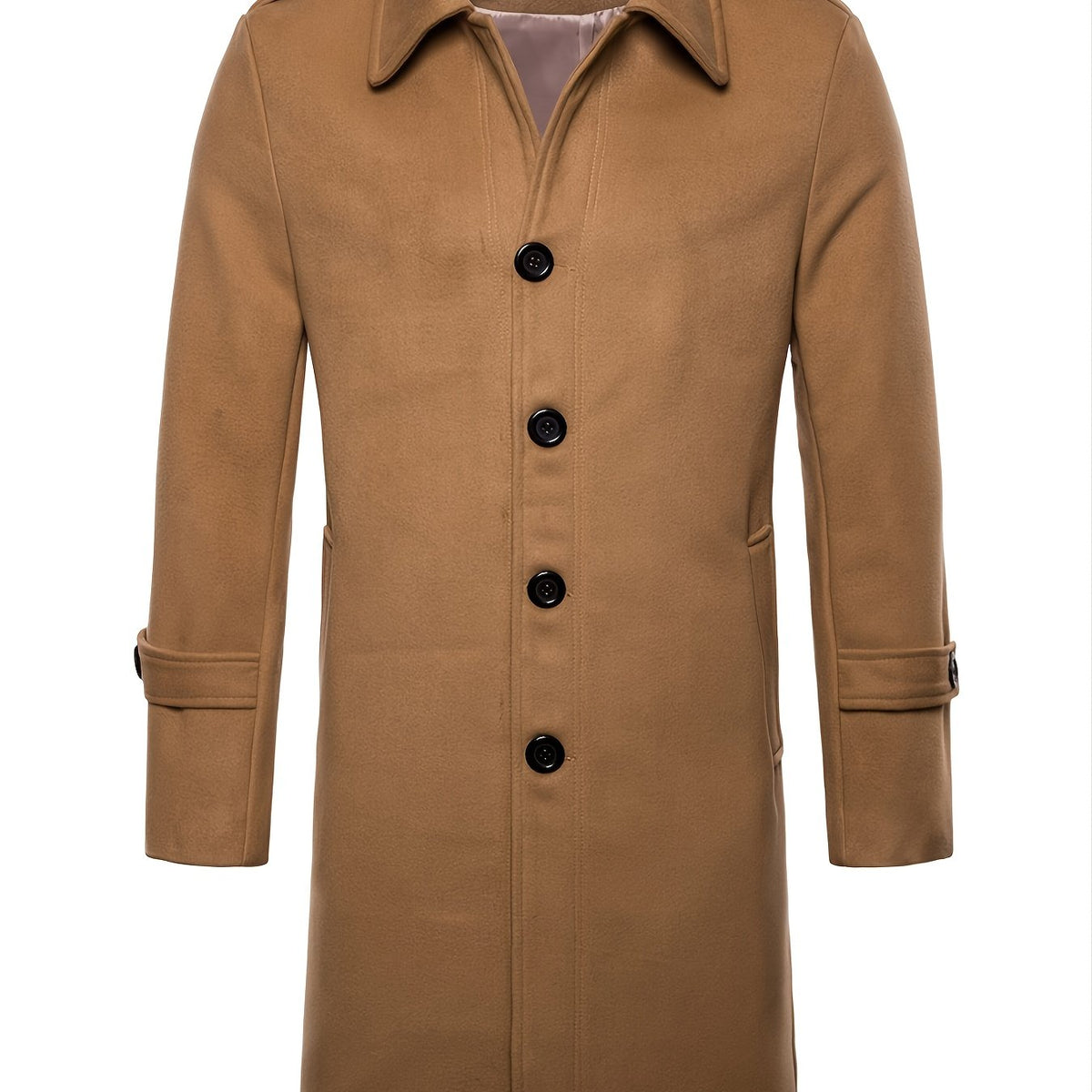 Men's Lapel Long Trench Coat Casual Windproof Jacket