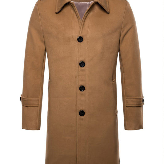Men's Lapel Long Trench Coat Casual Windproof Jacket