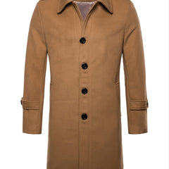 Men's Lapel Long Trench Coat Casual Windproof Jacket