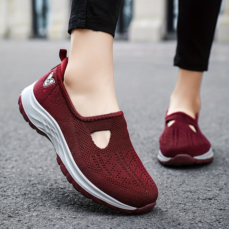 Women's Cutout Slip on Walking Shoes Sporty Running Shoes