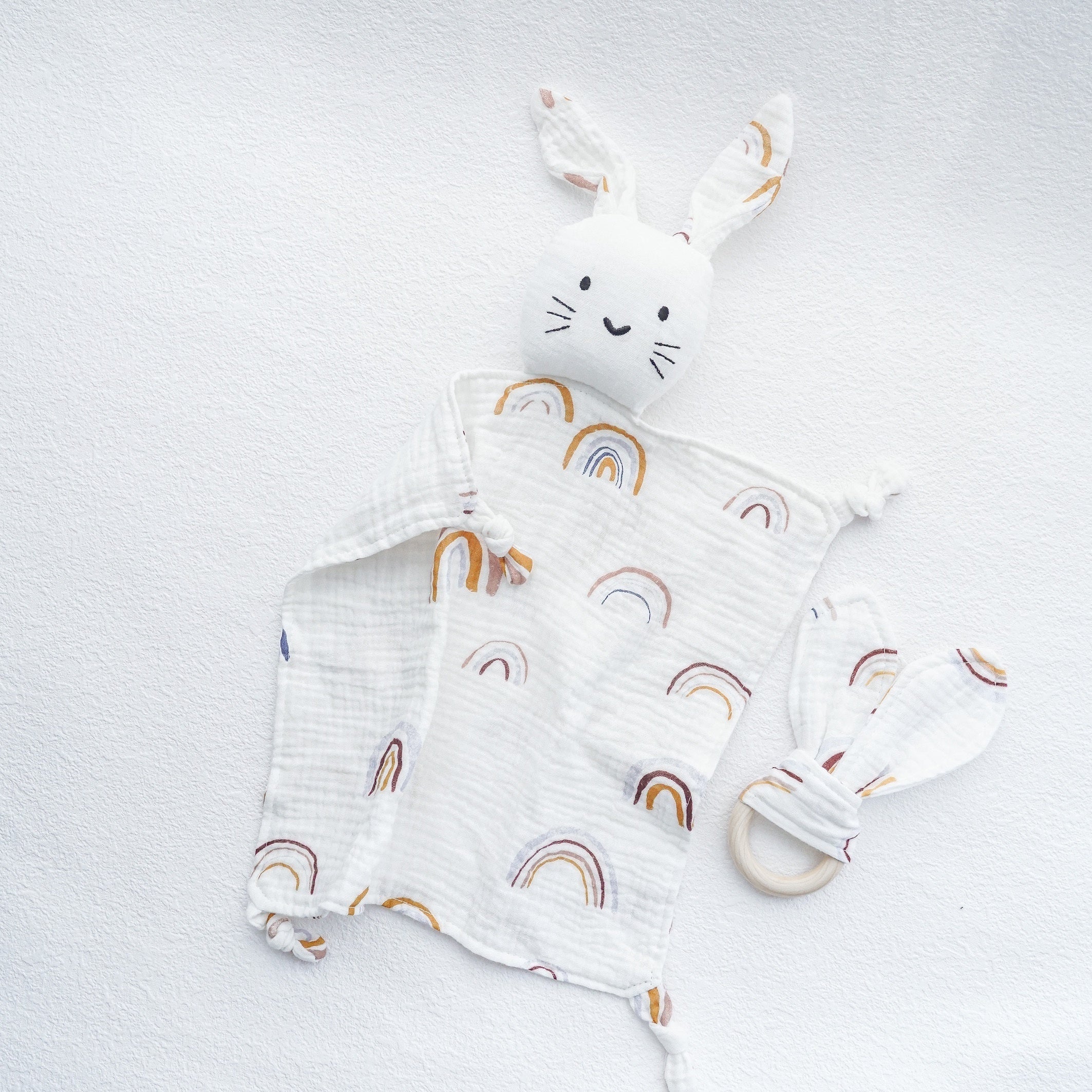 Newborn Baby Cotton Bib & Doll Gift Set - Rabbit Ear Companion Doll