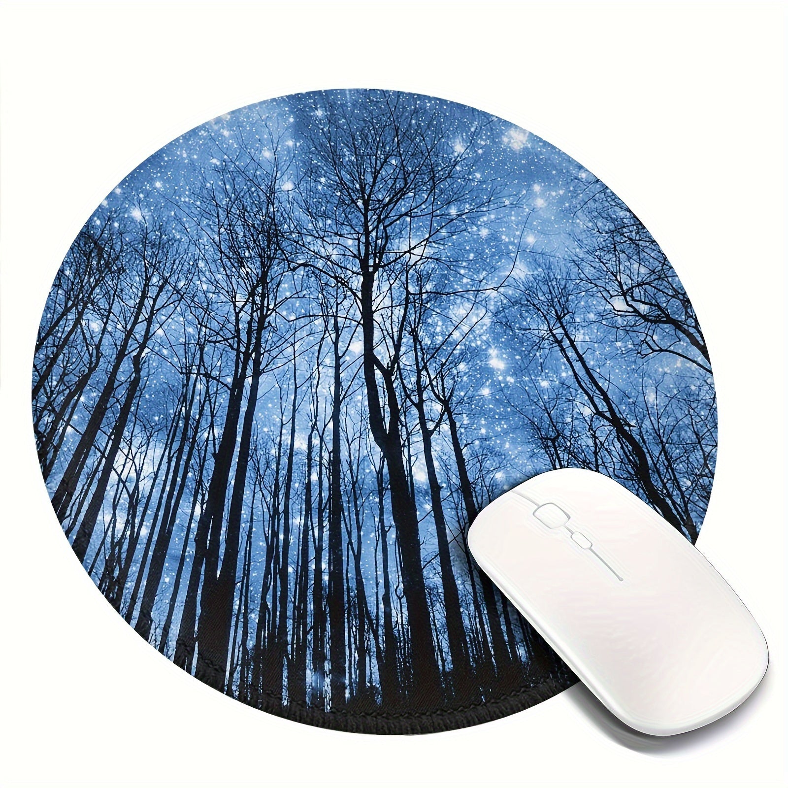 Circular Stitched Edge Mouse Pad - Star Tree Design