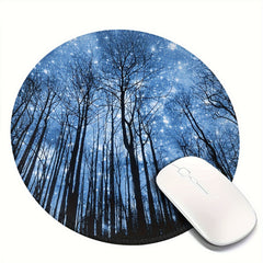 Circular Stitched Edge Mouse Pad - Star Tree Design