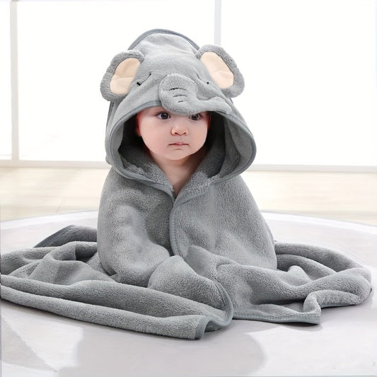 Soft Baby Coral Fleece Hooded Bath Towel for Newborns