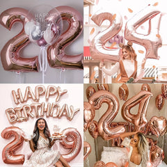 6 Cm Rose Golden Number Balloons Foil Large Helium Number Balloon