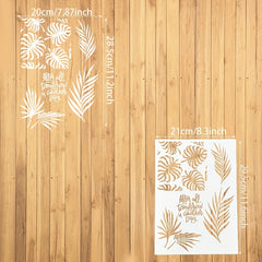 Leaves Pattern Stencils for DIY Painting on Photo Frame Fabric Boards Furniture