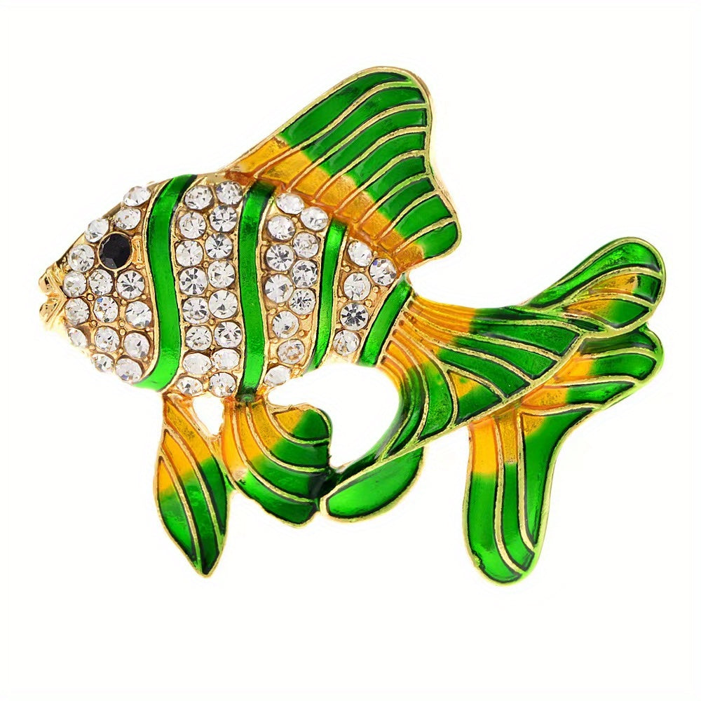 Colorful Rhinestone Fish Brooches Lapel Pin Backpack Hat Pin