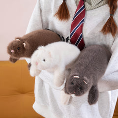 Plush Squirrel Toy Soft Faux Fur Fun Kids Gift Grey Brown
