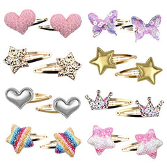 Small Colored Hair Clips Star Heart Shaped Hair Pins