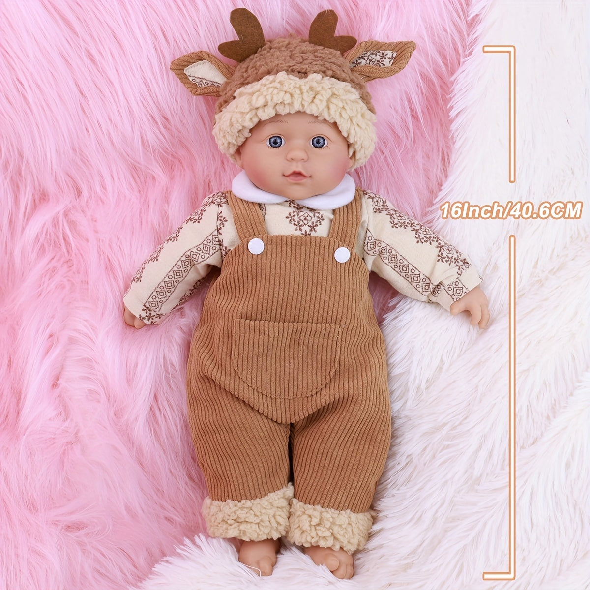 FUBCGS 16 Reborn Doll with Deer Hat & Sweater - Festive Gift Item