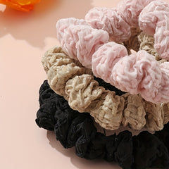 3pcs Crinkle Fabric Scrunchie Hair Tie High Elasticity Hair Rope