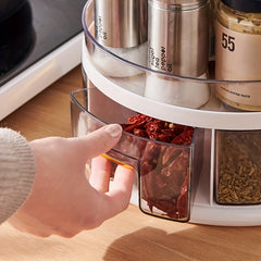 2 Tier Spice Organizer with Divided Bins and Rotating Turntable