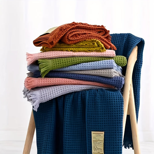 Thick Cotton Waffle Bath Towel - Water Absorbent Wrap