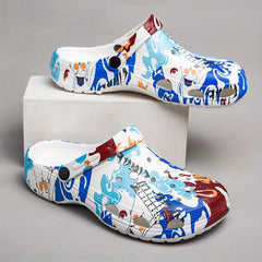 Women's Colorblock Hollow Out Clogs Slip On Platform Round Toe Comfy