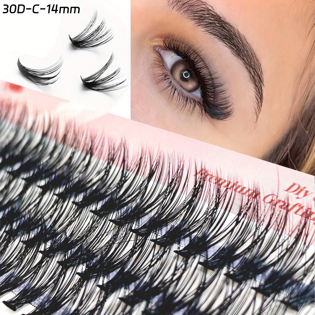 60 Pcs Cluster Lashes 3D Comic Style False Eyelashes Makeup Tool