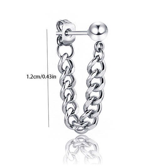 Men's Silver Stud Earrings Small Steel Ball Stainless Steel