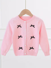 Girls' Sweet Bowknot Knit Cardigan for Spring and Fall