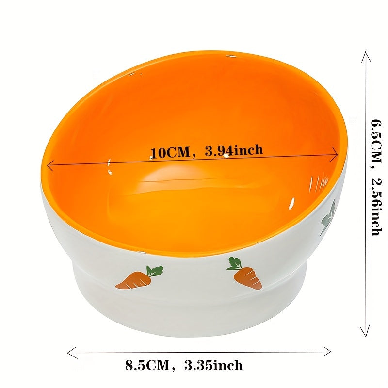 Rabbit Ceramic Feeding Bowl Elevated Tilted for Comfortable Eating