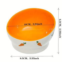 Rabbit Ceramic Feeding Bowl Elevated Tilted for Comfortable Eating