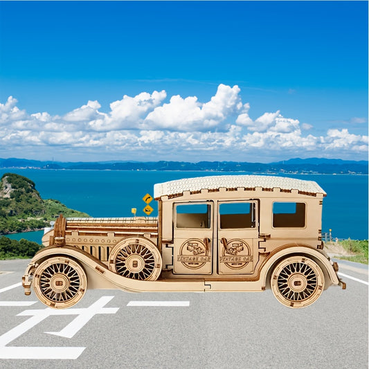 3D Wooden Mechanical Vintage Car & Motorcycle Puzzle Set