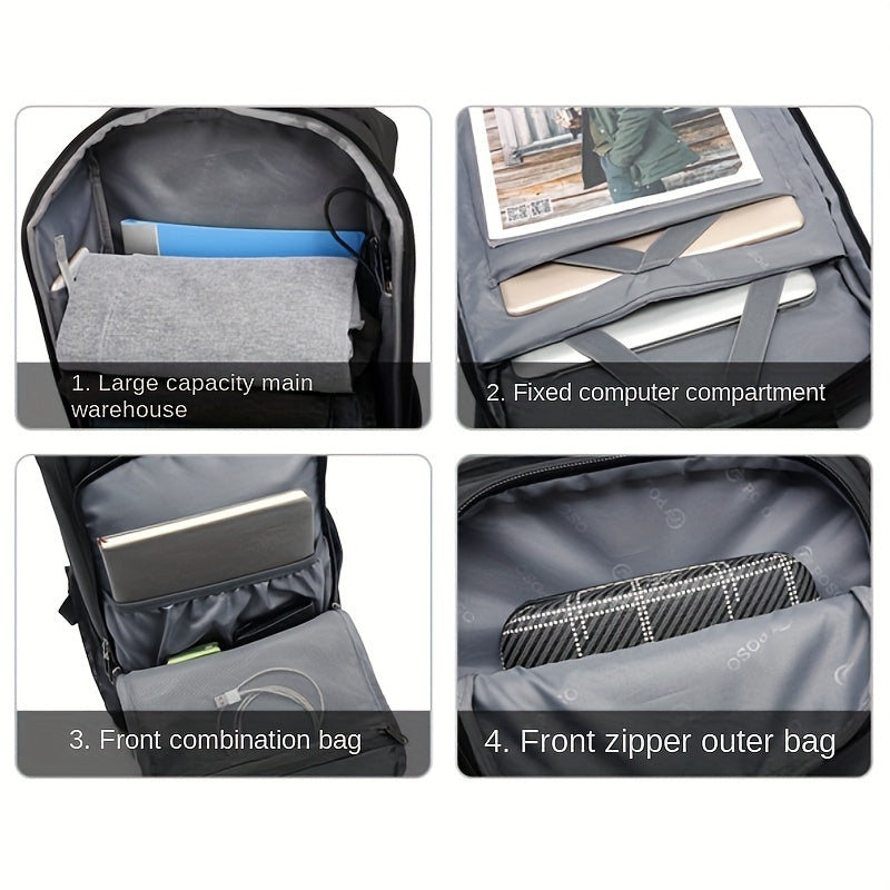 Anti Theft Durable Laptop Backpack USB Charging Port Water Resistant College Bag