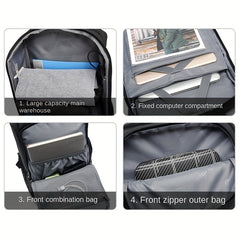 Anti Theft Durable Laptop Backpack USB Charging Port Water Resistant College Bag
