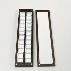 Wooden Watercolor Palette Box 24 Empty Half Pans Walnut Wood Travel Water Set
