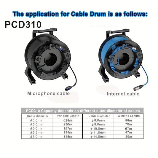 Handheld Cable Drum with Winder for Long Cables Storage