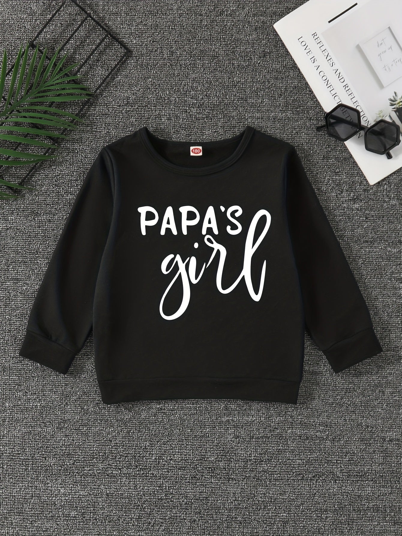 Girls' Papa's Girl Long Sleeve Sweatshirt Round Neck Pullover