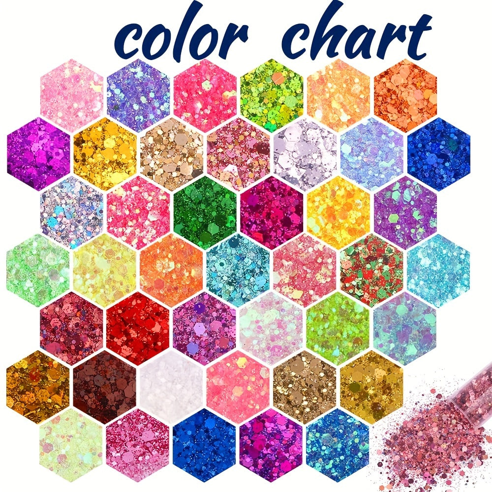 45 Colors Holographic Glitter Mix Sequins for Cosmetic Face Body Nail Art