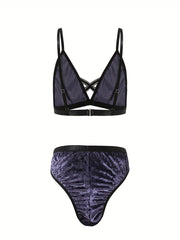  Glitter Tape Velvet Bra & Panty Set