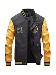 Men's Casual PU Leather Jacket with Pockets