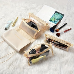 4 In 1 Portable Mesh Makeup Bag Travel Toiletry Bag Water Resistant