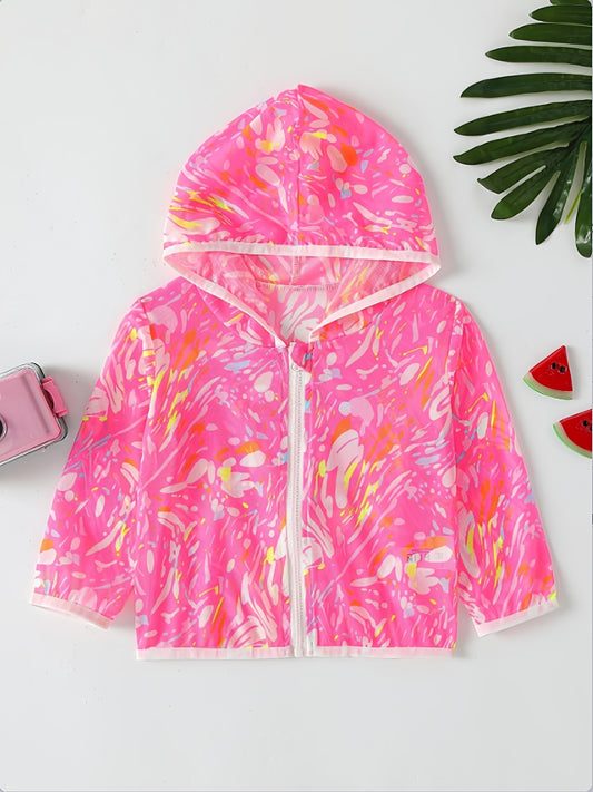 Baby Girls Hooded Sports Coat Mesh Breathable Sun Protection Windbreaker