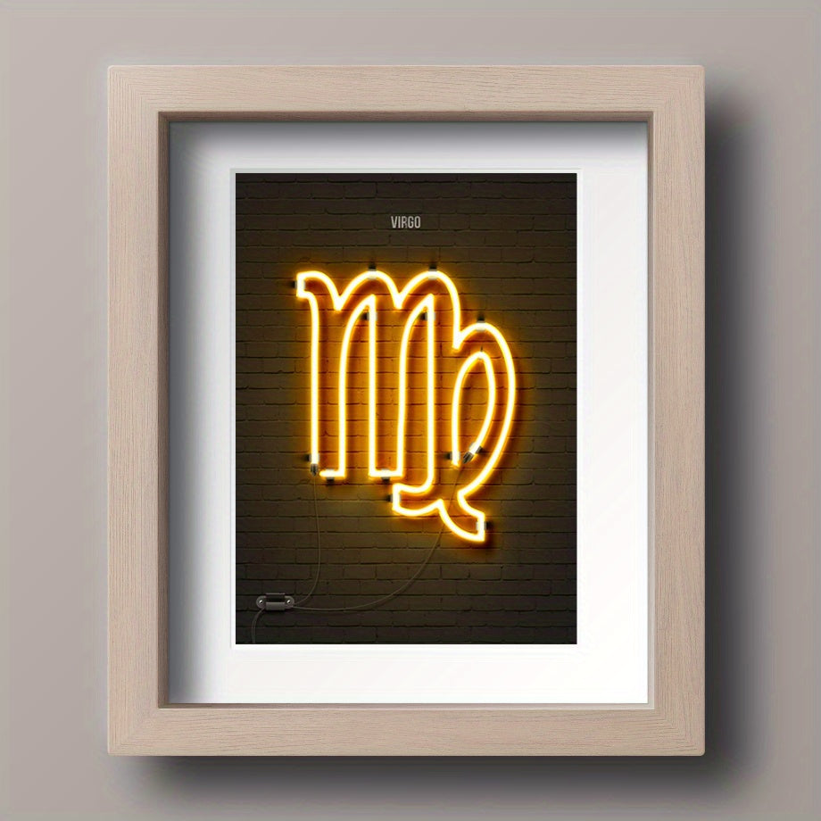 Yellow Neon Zodiac Sign Poster Kids Home Decor