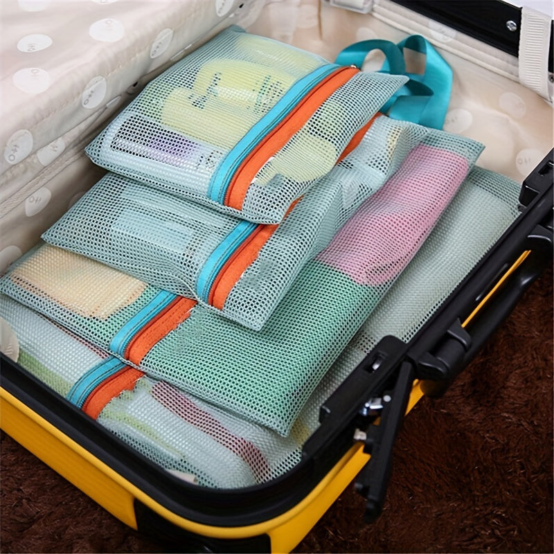 4PCS Travel Storage Bag Mesh Zipper Cosmetic Clothes Organizer