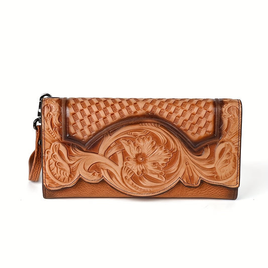 Leather Long Wallet Women's Multi-functional Embossed