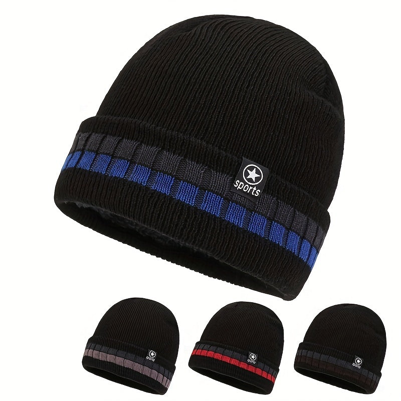 Winter Knitted Beanie Hat Fleece Lined Thermal Cap