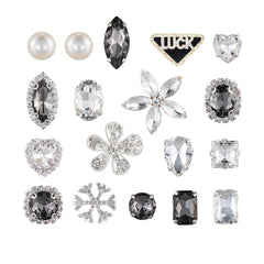 19pcs Rhinestones Flower & Chain for Clogs Sandals Shoes Accessories Decoration