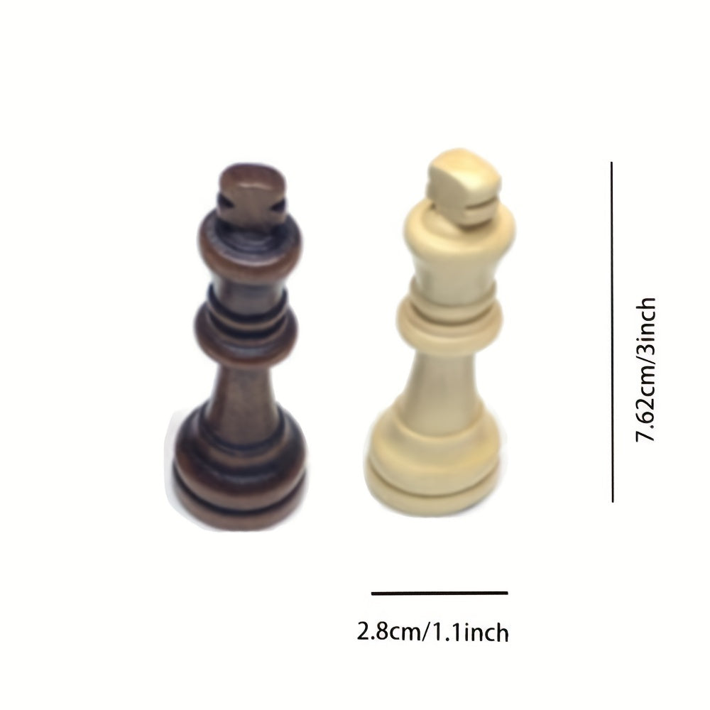 Portable Wooden Chess International Chess Checkers Puzzle Chess Game